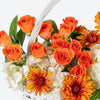 Orange Charm With White Hydrangea Basket image02