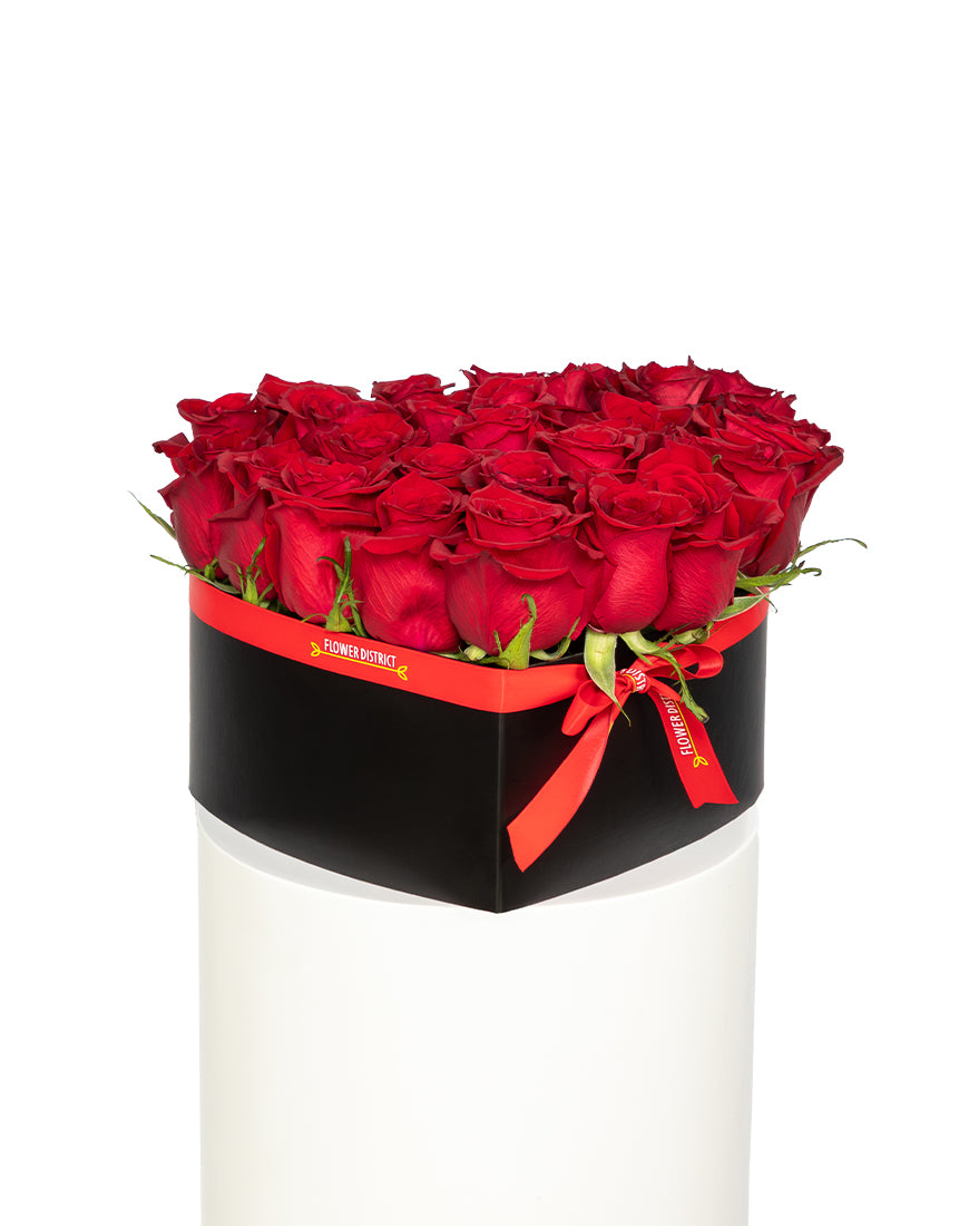 Passionate Heart Medium Black Rose Box Arrangement