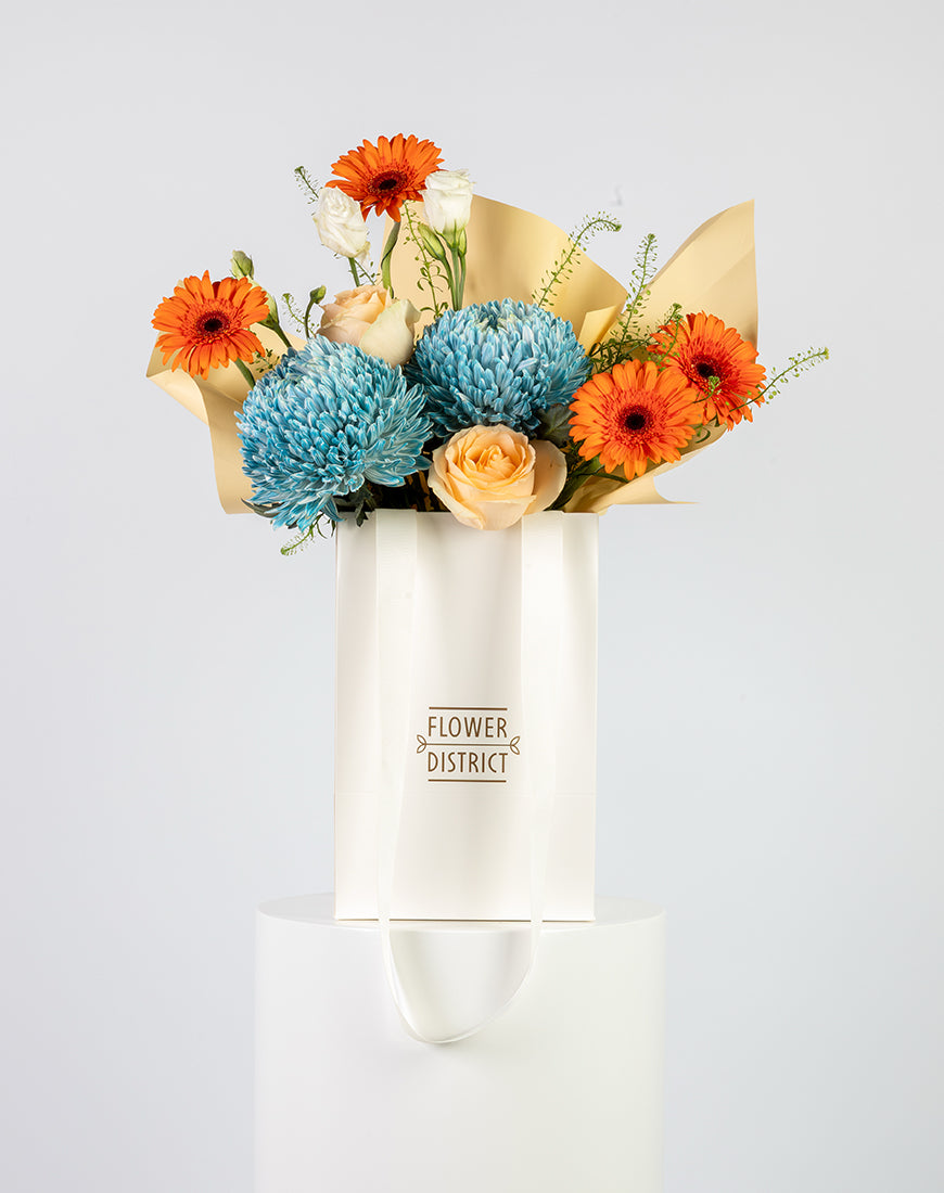 Peach Rose & Gerbera Small Bag Arrangement