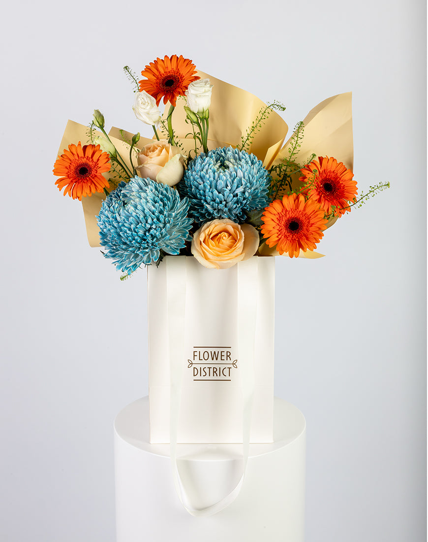 Peach Rose & Gerbera Small Bag Arrangement - Image 5