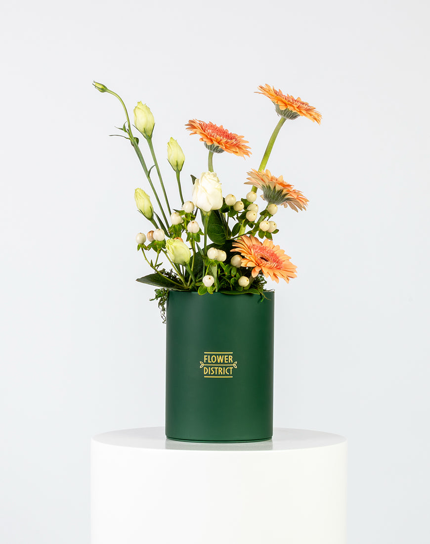 Peach & White Bloom Small Box Arrangement