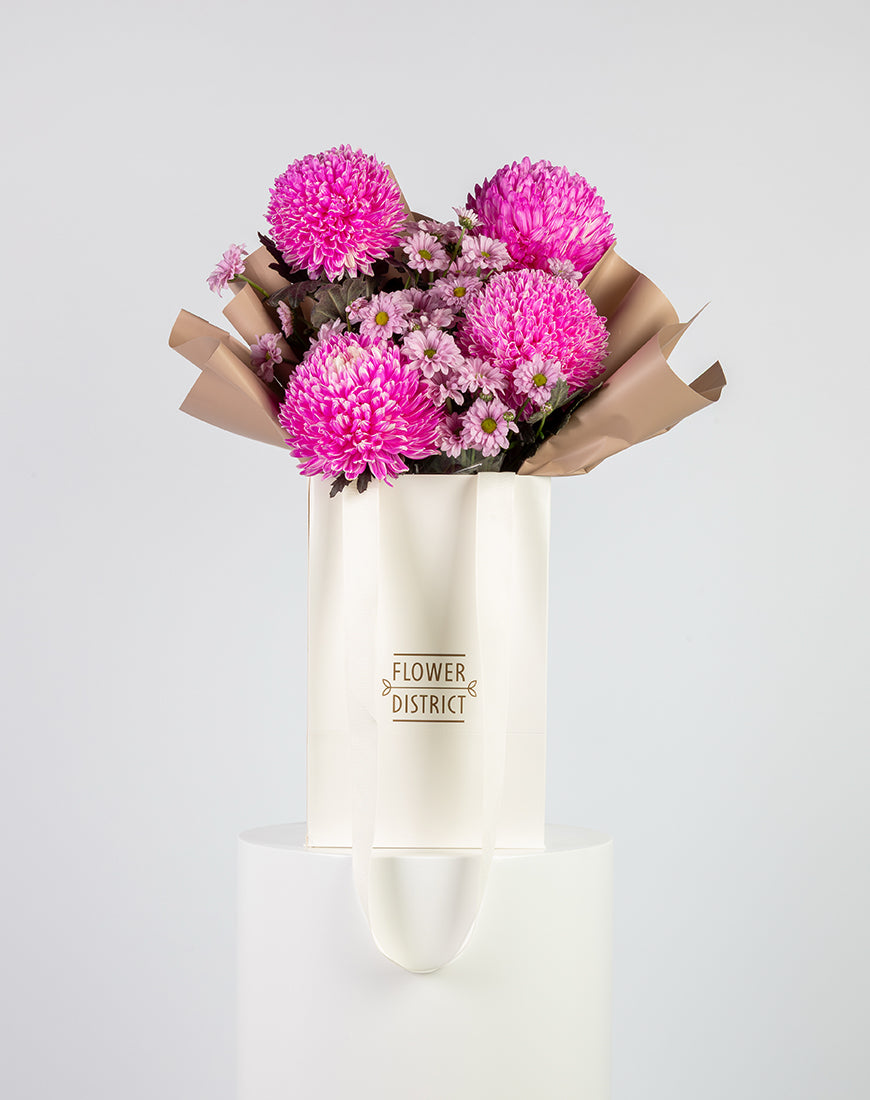 Pink Chrysanthemum Small Bag Arrangement