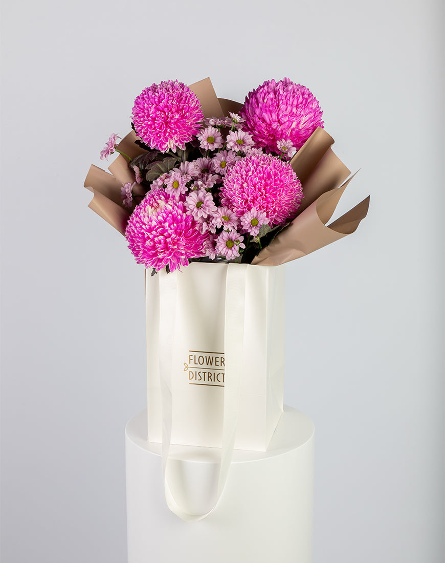 Pink Chrysanthemum Small Bag Arrangement - Image 2