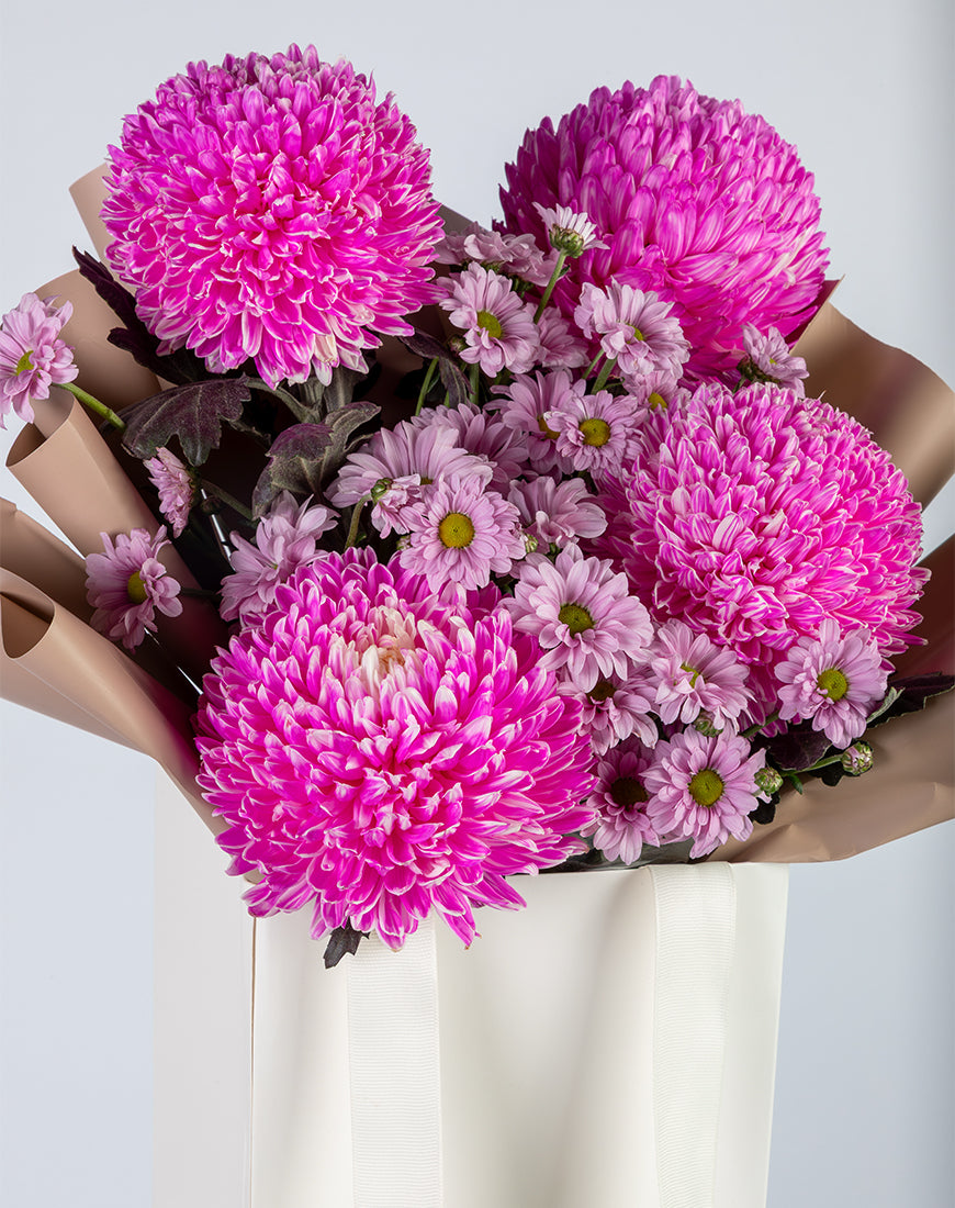 Pink Chrysanthemum Small Bag Arrangement - Image 4