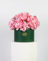 Pink Hydrangea in Large Green Box Arrangement