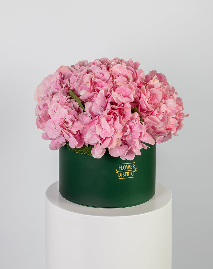 Pink Hydrangea in Large Green Box Arrangement - Image 2