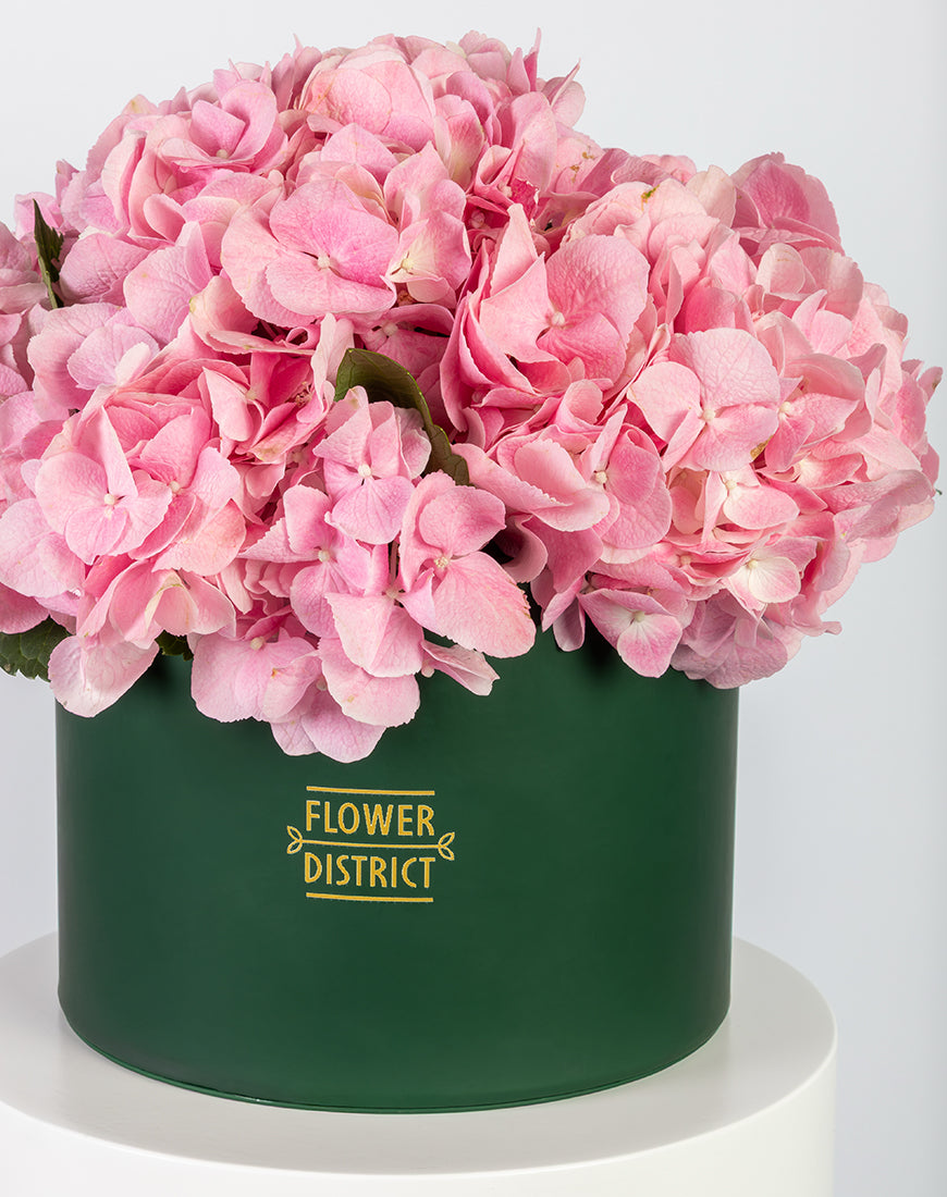 Pink Hydrangea in Large Green Box Arrangement - Image 3