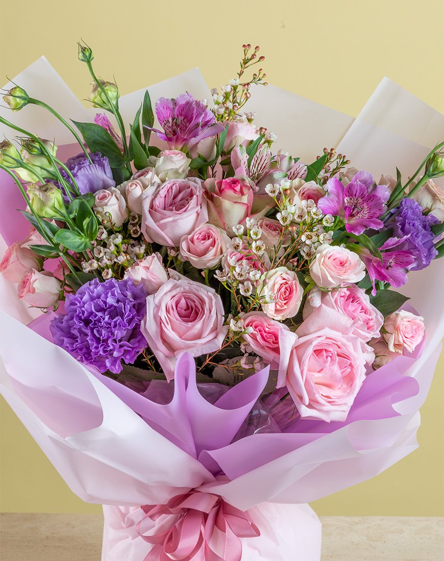 Pink Ohara Rose & Spray Rose Bouquet - Image 2