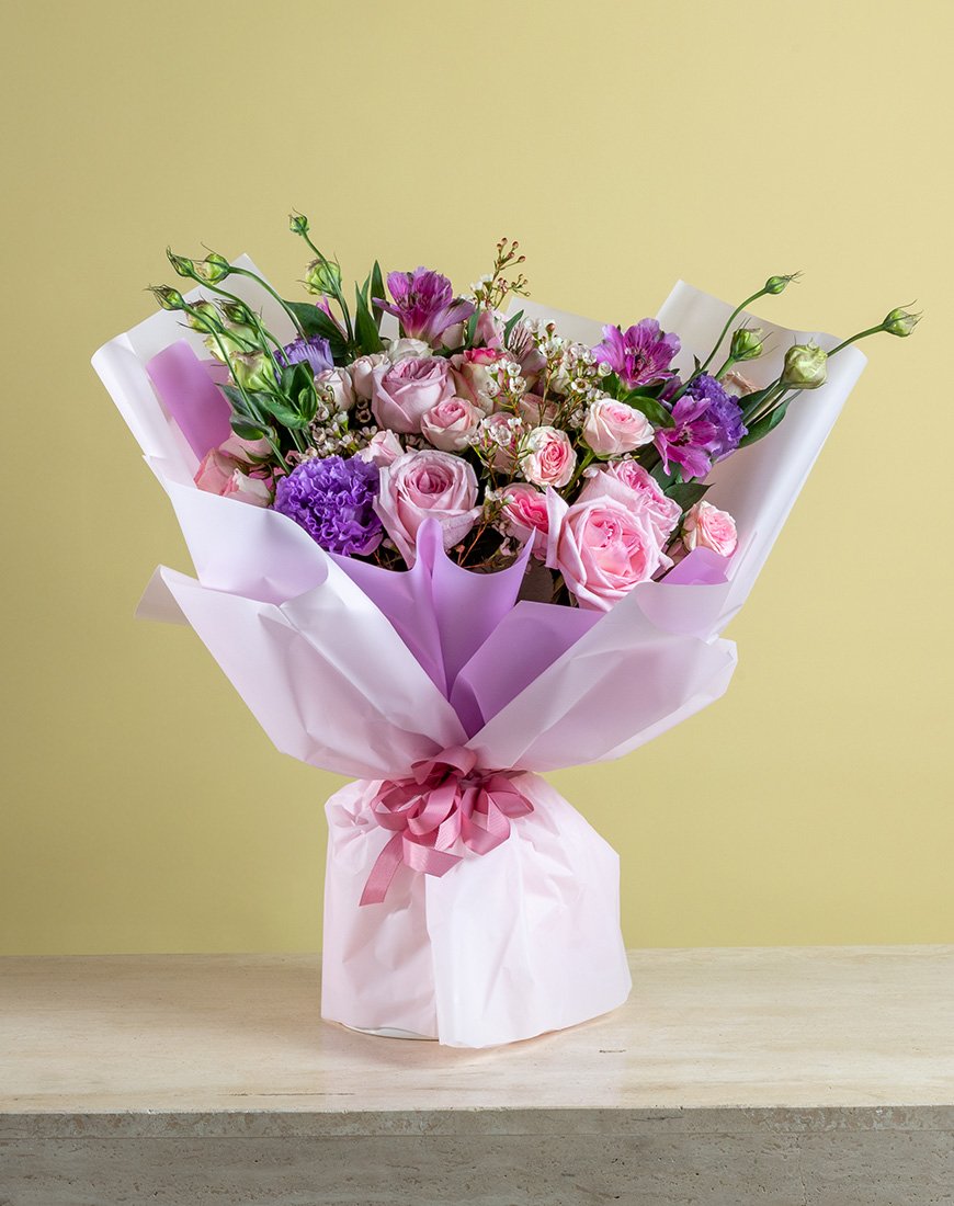 Pink Ohara Rose & Spray Rose Bouquet - Image 4