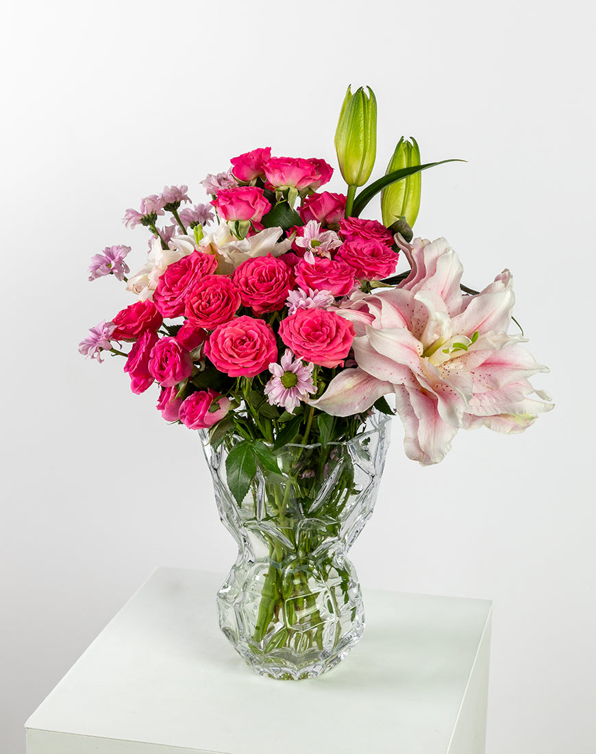 Pink Radiance Lily And Rose Vase - Image 2