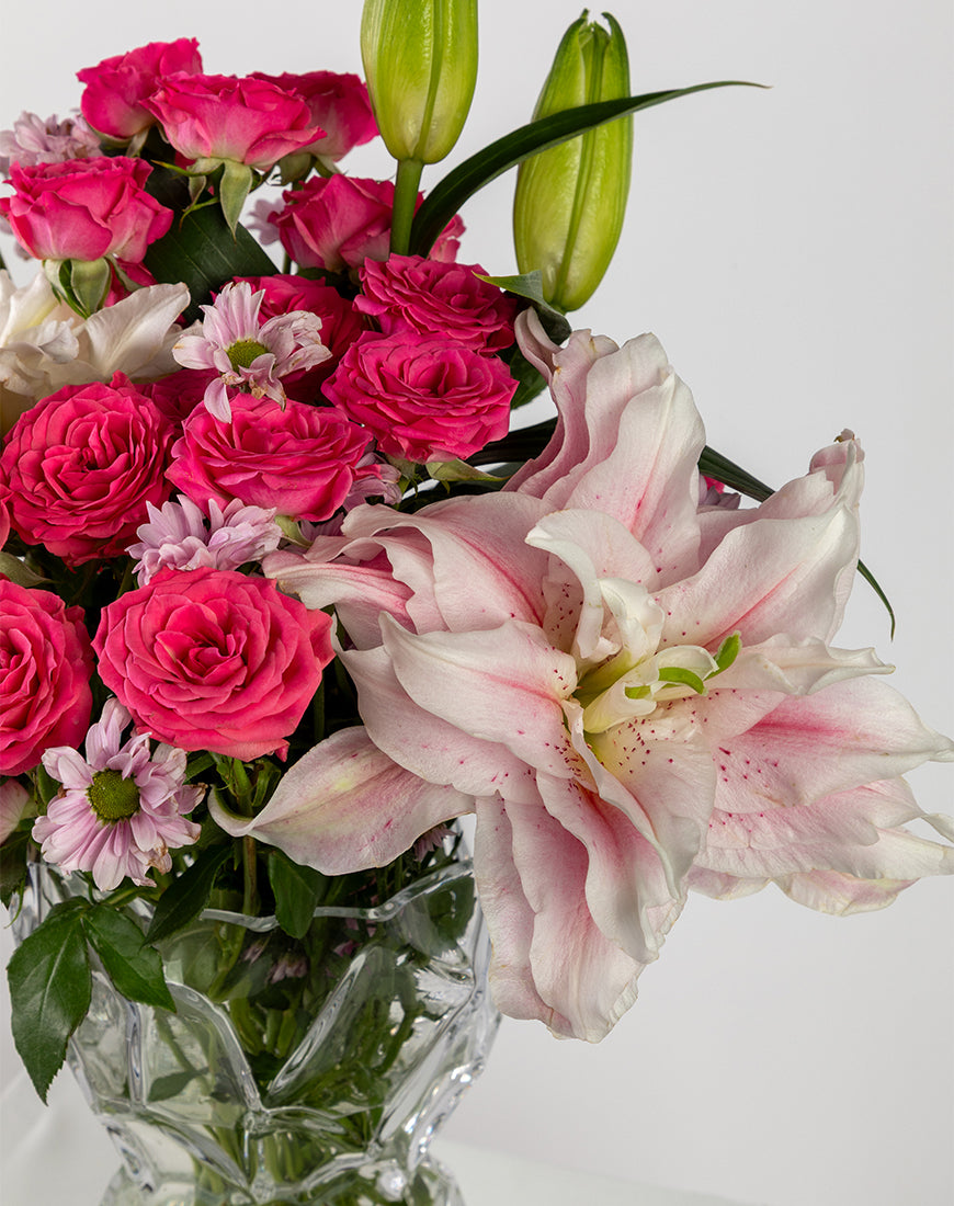 Pink Radiance Lily And Rose Vase - Image 4