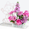 Pink Rose & Mathiola Baby Girl Tray with Vector
