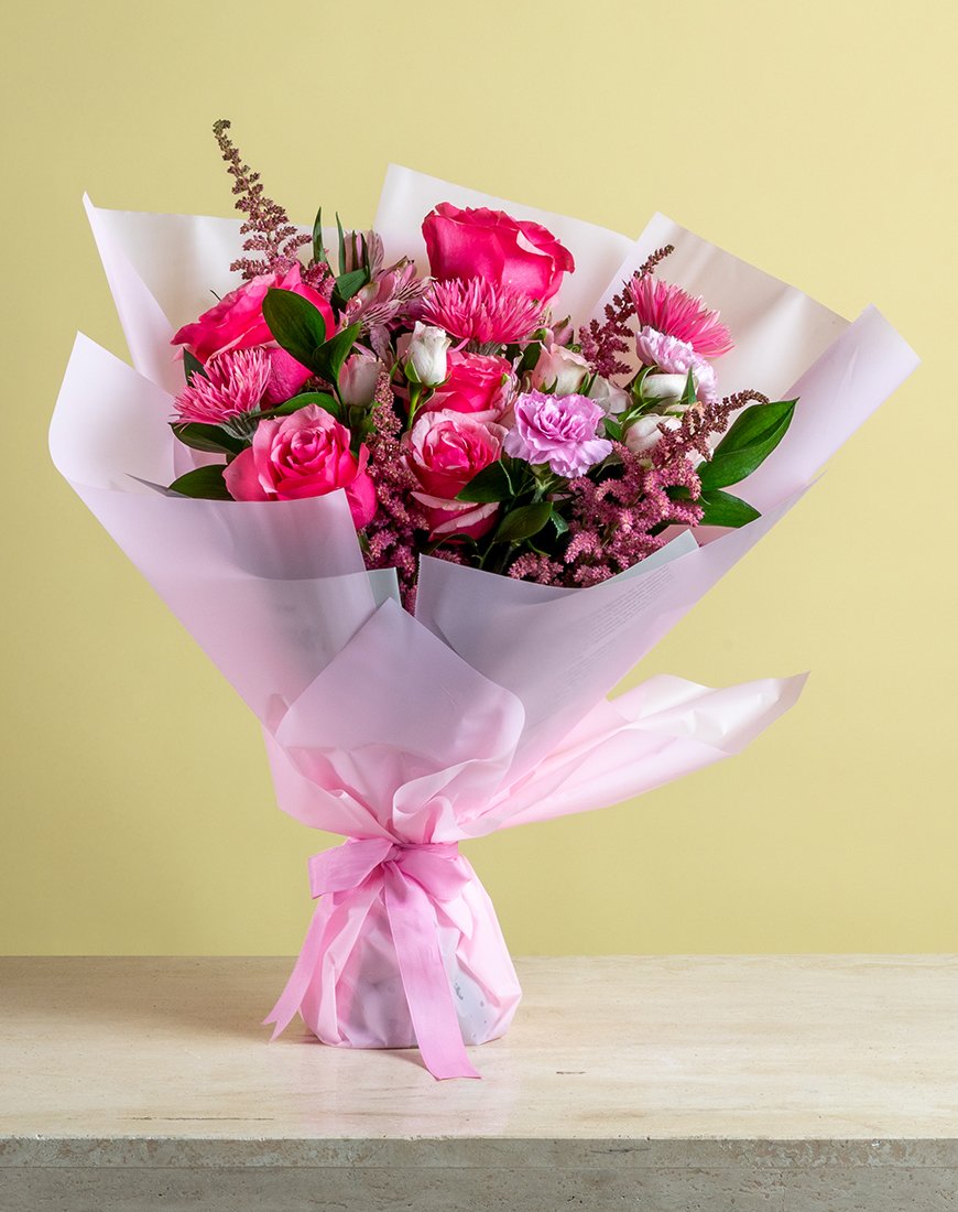Pink Rose & Gerbera Garden Bouquet