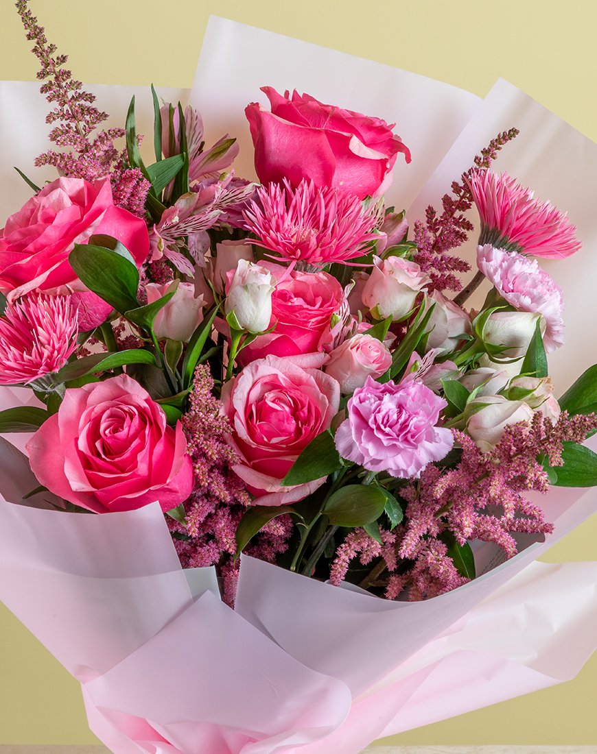 Pink Rose & Gerbera Garden Bouquet - Image 2