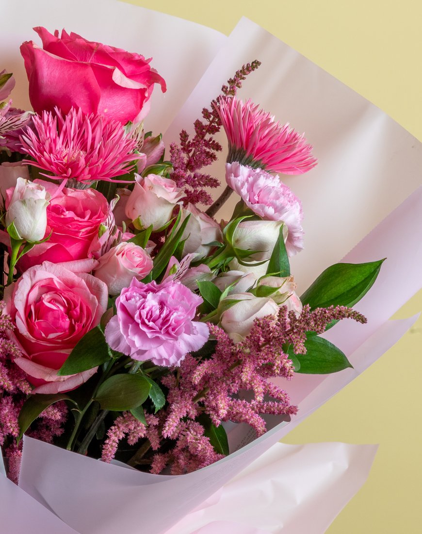 Pink Rose & Gerbera Garden Bouquet - Image 3