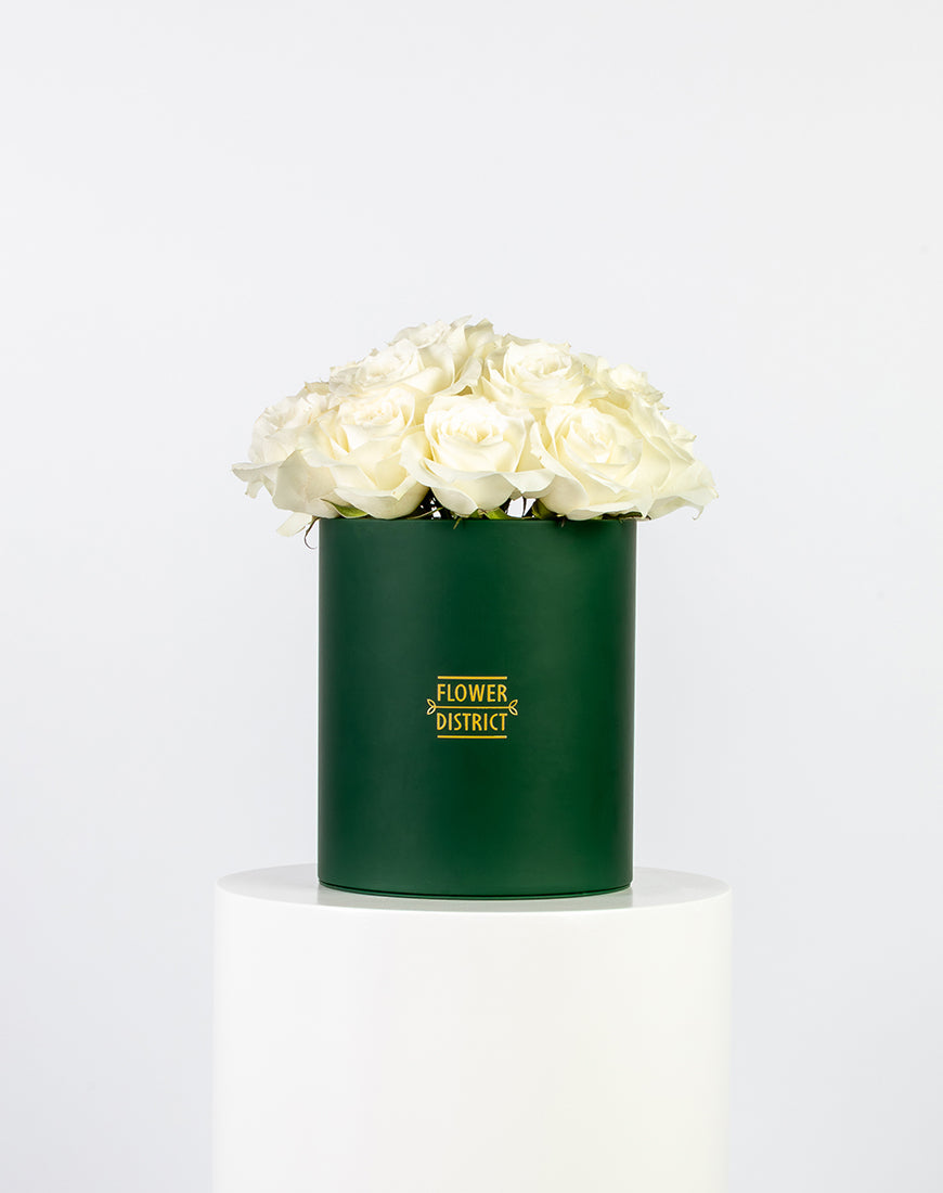 Pure White Roses Medium Box Arrangement