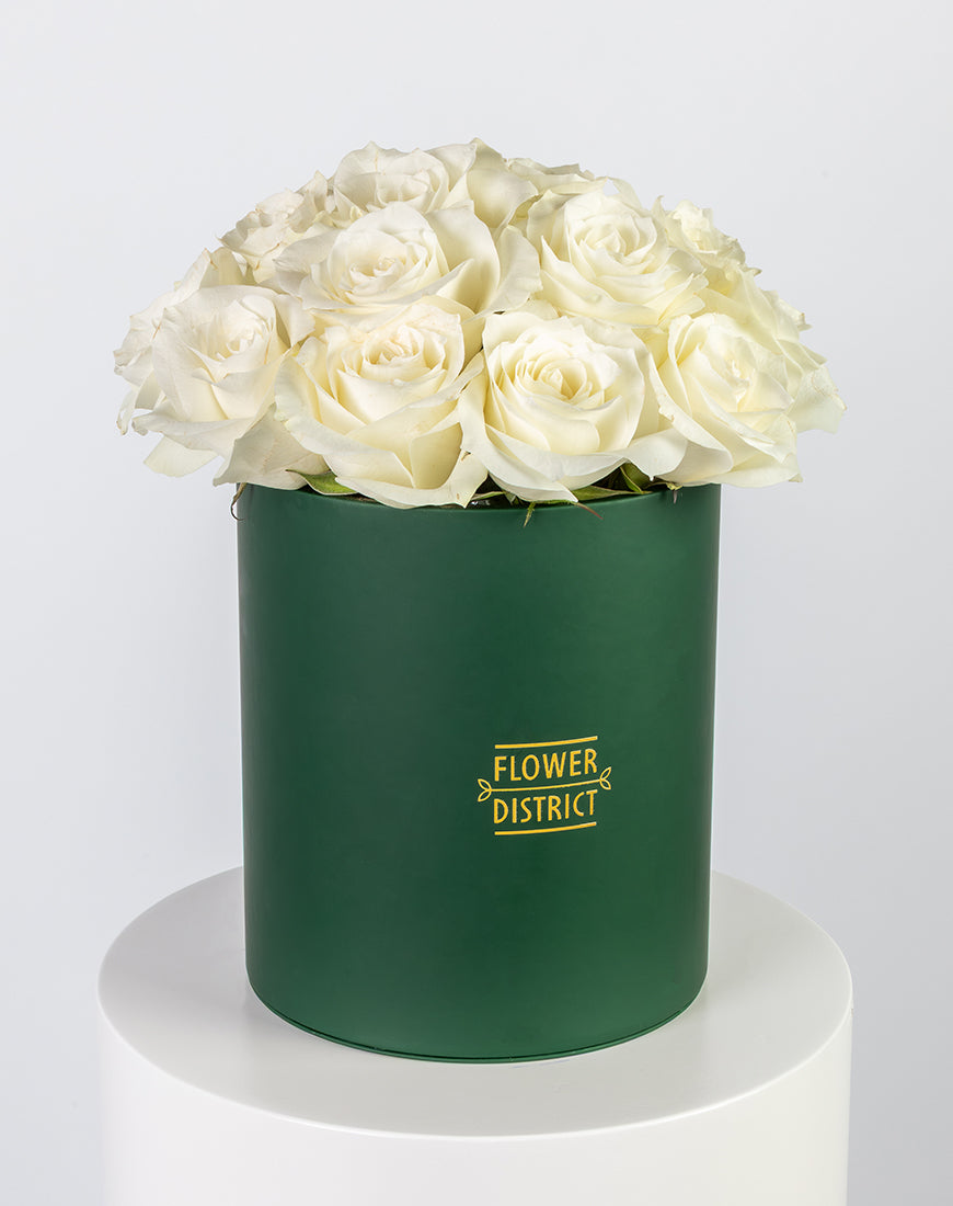 Pure White Roses Medium Box Arrangement - Image 2
