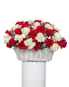 Red And White Charm Large Rose Basket Arrangement