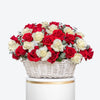 Red And White Charm Large Rose Basket Arrangement