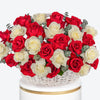 Red And White Charm Large Rose Basket Arrangement