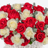 Red And White Charm Large Rose Basket Arrangement