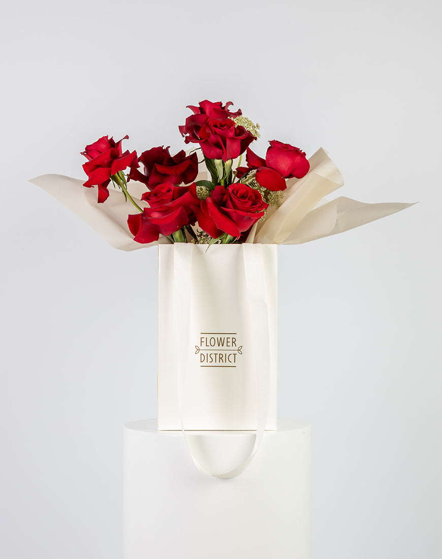 Red Rose & Ammi Small Bag Arrangement