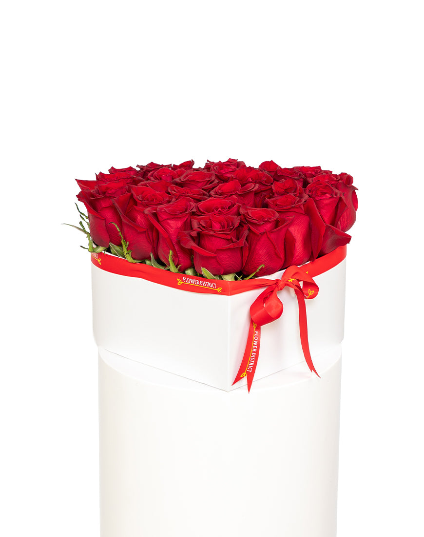 Romance In Bloom Medium White Rose Box Arrangement