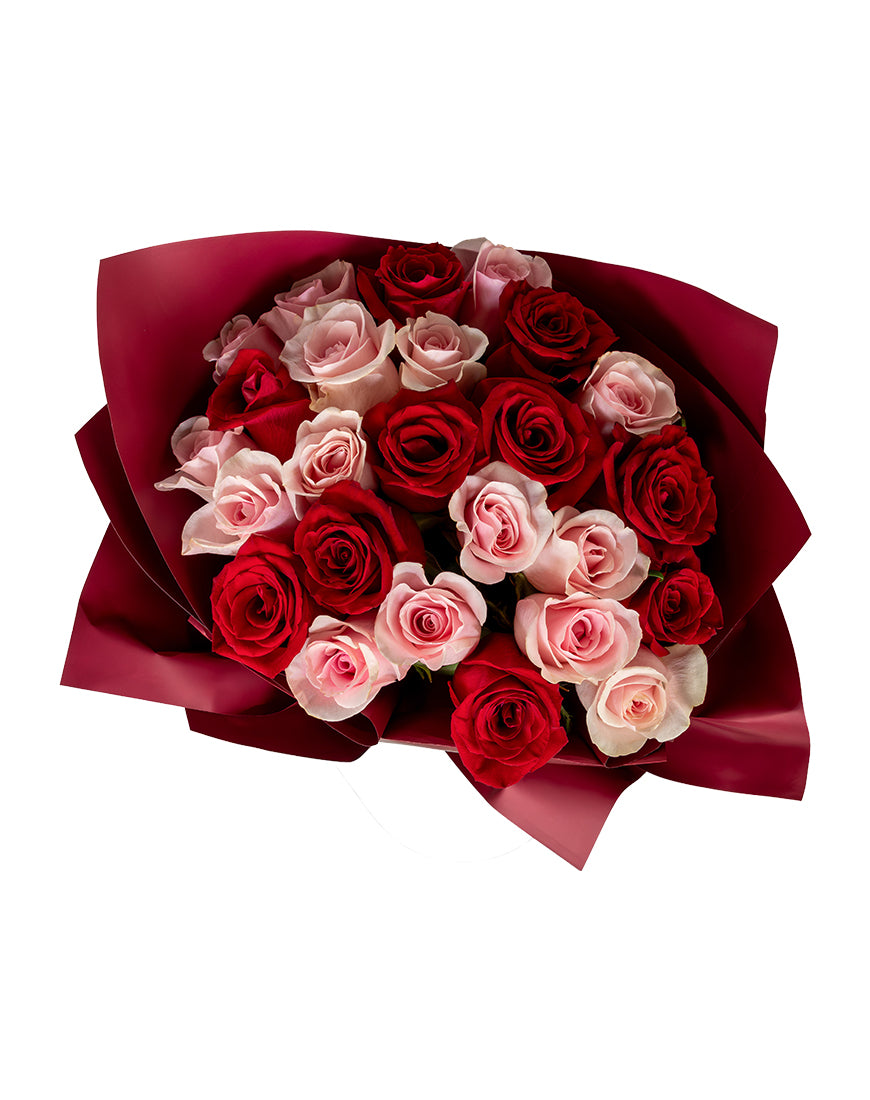 Rosy Bliss Medium Red And Pink Rose Bouquet - Image 2