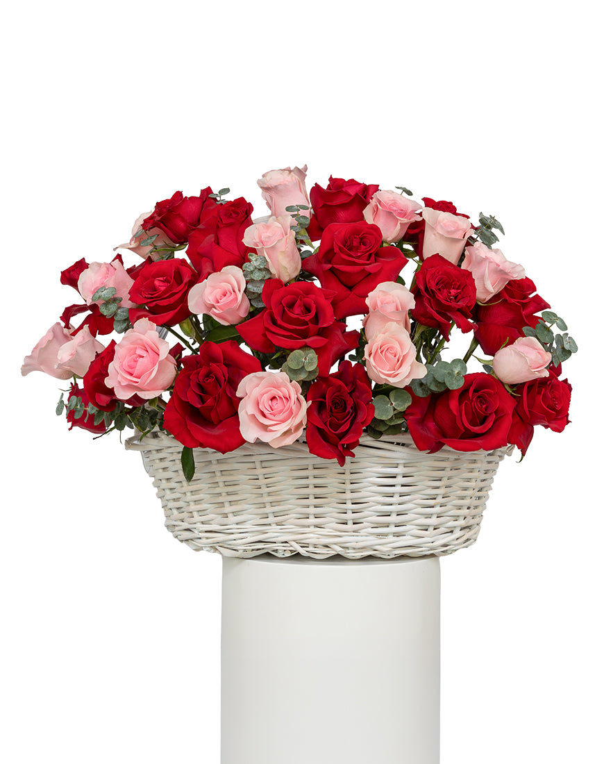 Rosy Elegance Large Rose Basket Arrangement