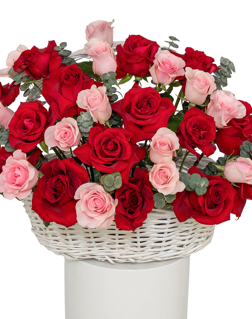 Rosy Elegance Large Rose Basket Arrangement - Image 3