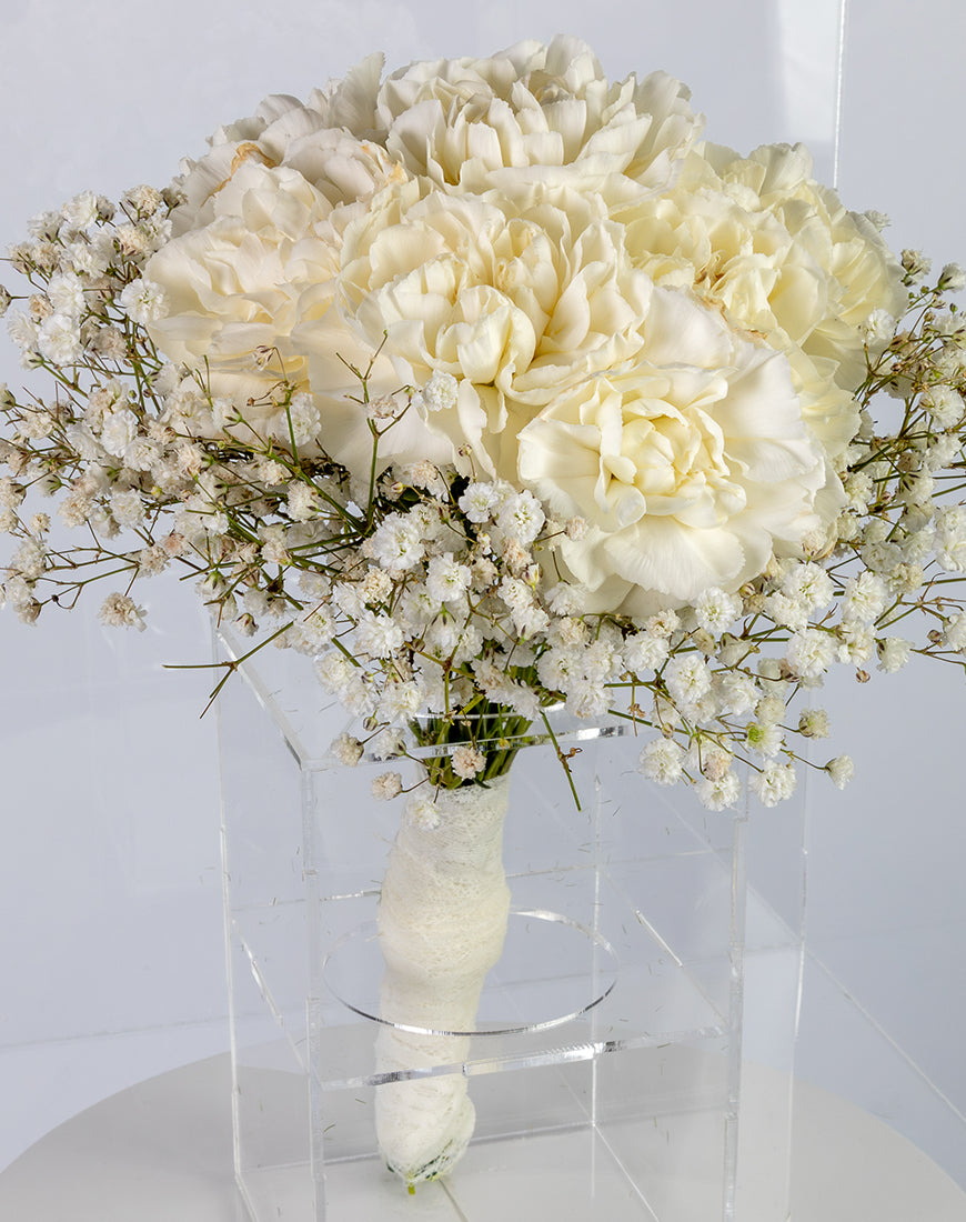 White Carnation & Gypsophila Bridal Bouquet