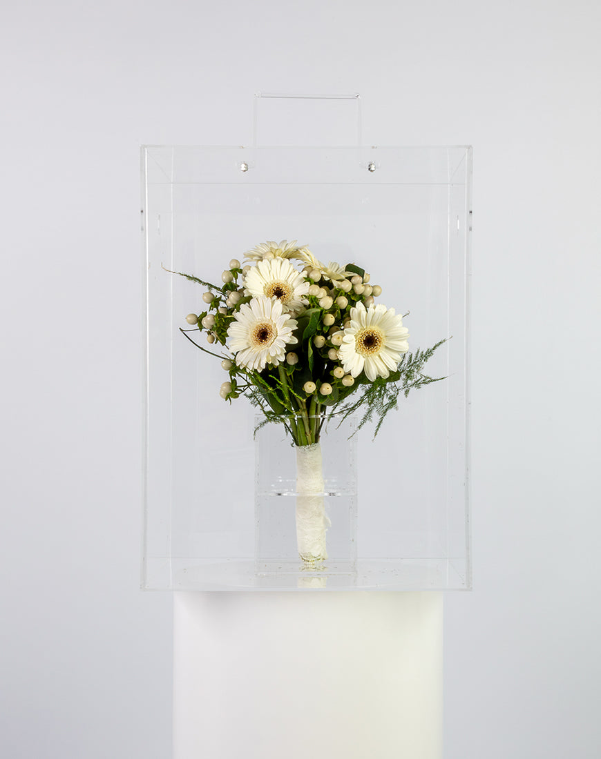 White Gerbera & Asparagus Bridal Bouquet