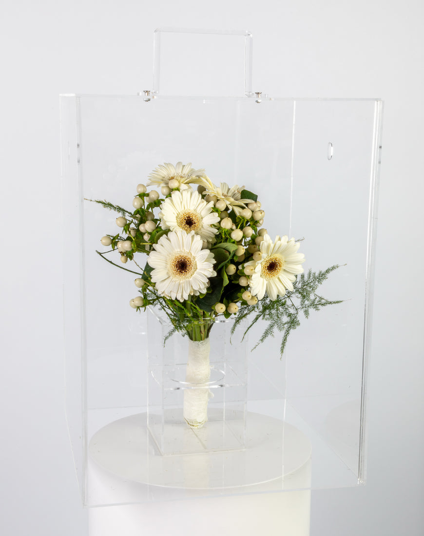 White Gerbera & Asparagus Bridal Bouquet - Image 3