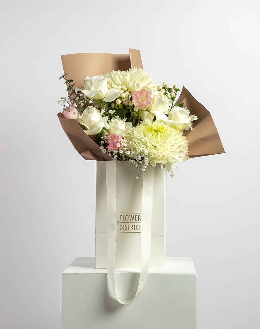 White & Green Luxury Flower Bag