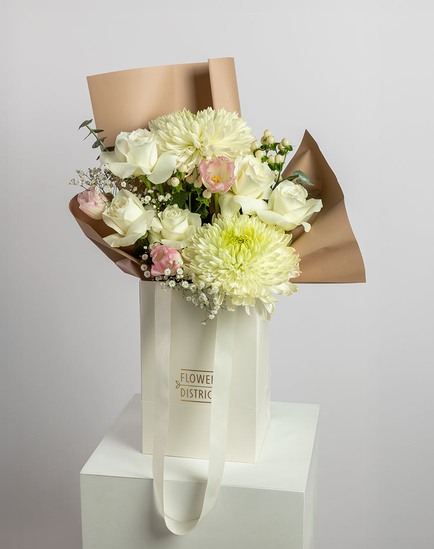 White & Green Luxury Flower Bag - Image 2