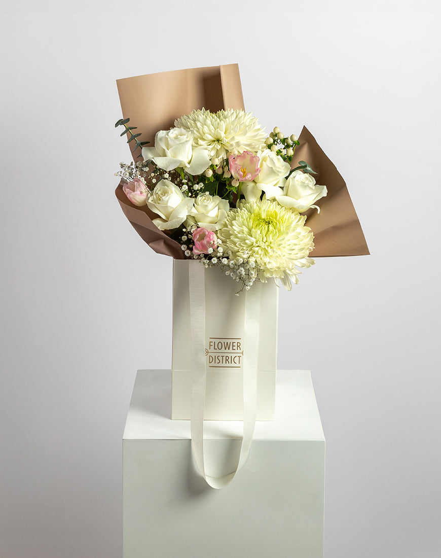 White & Green Luxury Flower Bag - Image 5