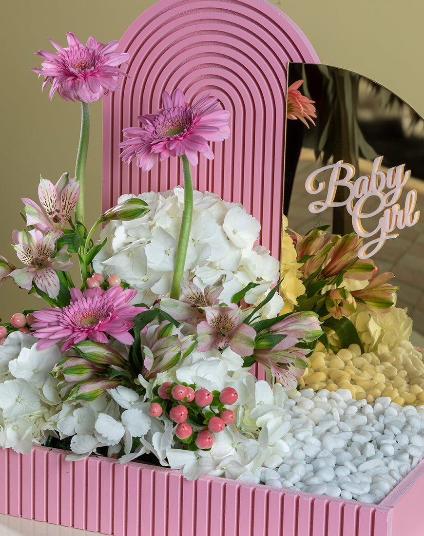 White Hydrangea Baby Girl Box with Mirror - Image 3