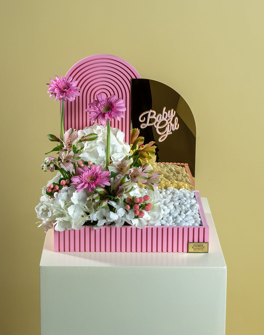 White Hydrangea Baby Girl Box with Mirror - Image 4