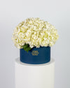 White Hydrangea in Large Blue Box Arrangement - Image 4