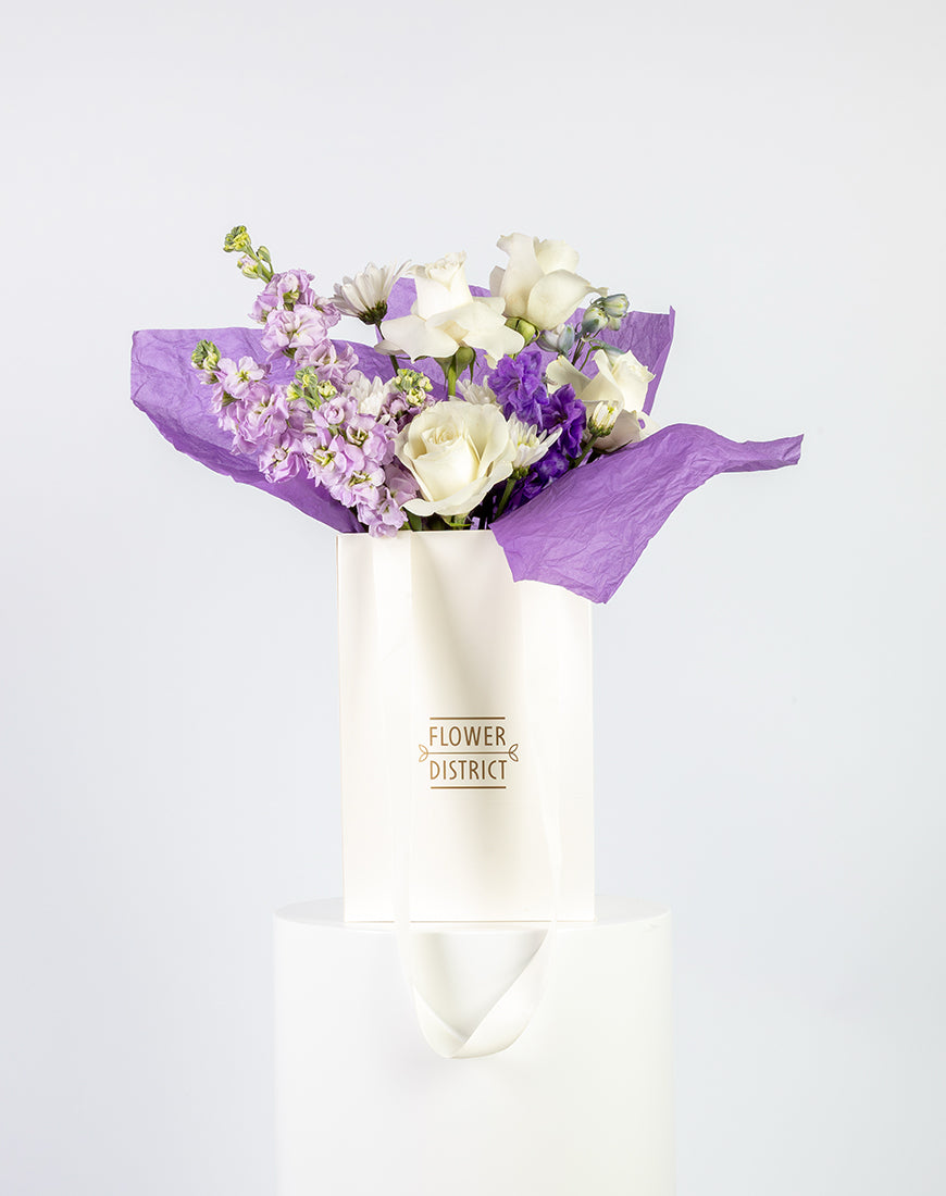 White & Lavender Small Floral Bag
