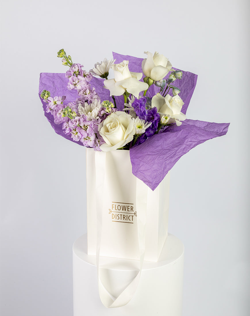 White & Lavender Small Floral Bag - Image 2