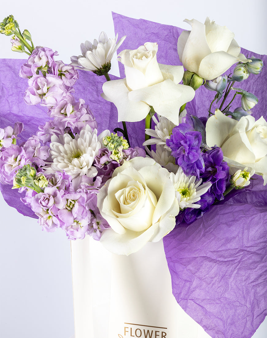 White & Lavender Small Floral Bag - Image 4