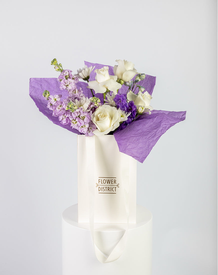 White & Lavender Small Floral Bag - Image 5