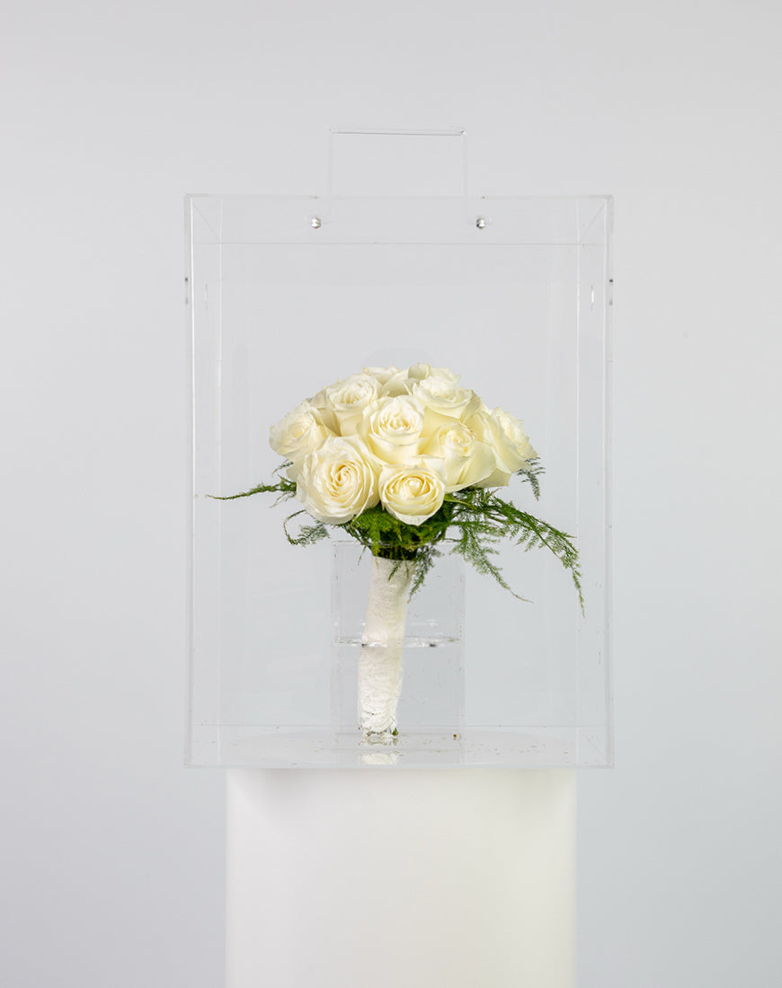 White Rose & Asparagus Bridal Bouquet