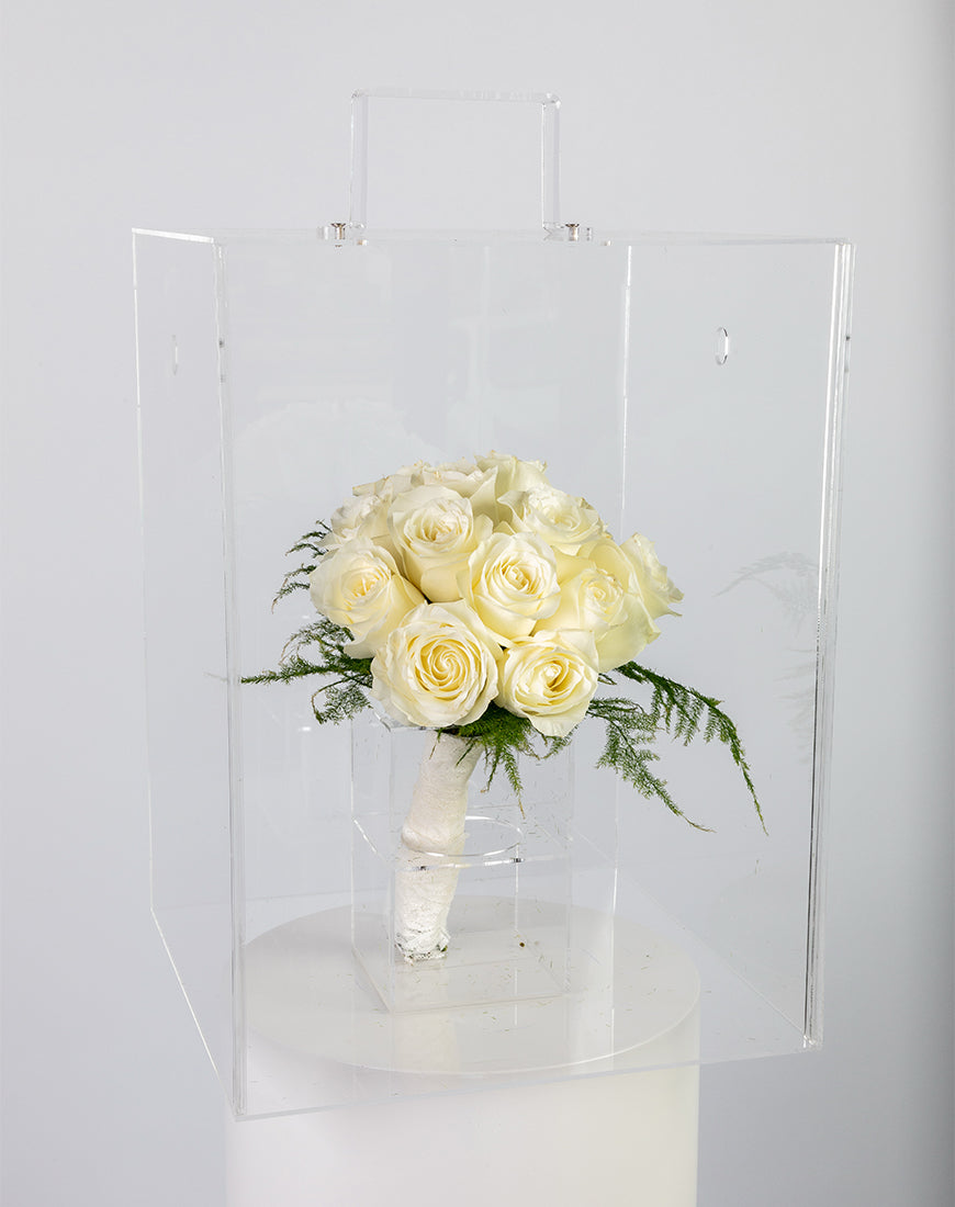White Rose & Asparagus Bridal Bouquet - Image 3