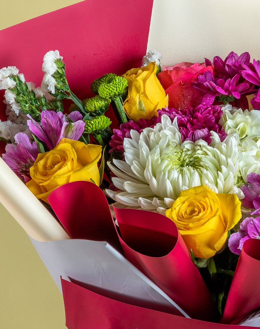 Yellow & Pink Rose Charm Bouquet - Image 3