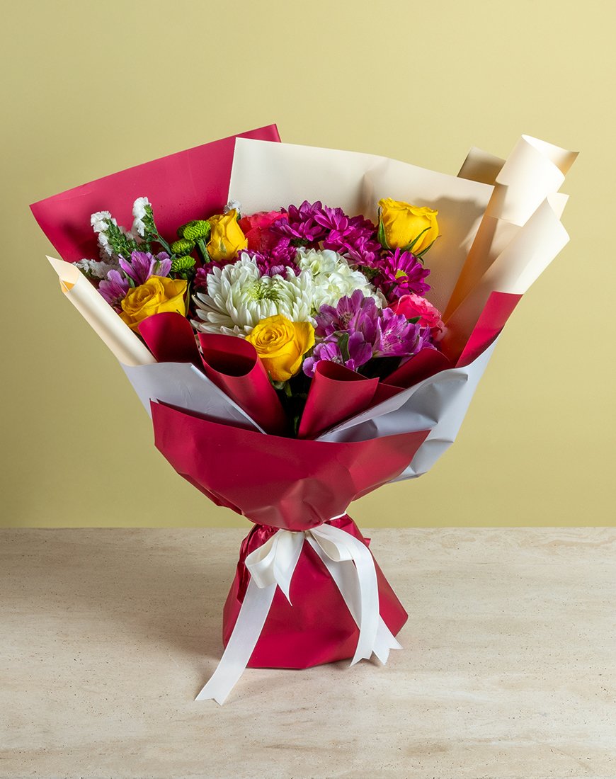 Yellow & Pink Rose Charm Bouquet - Image 4