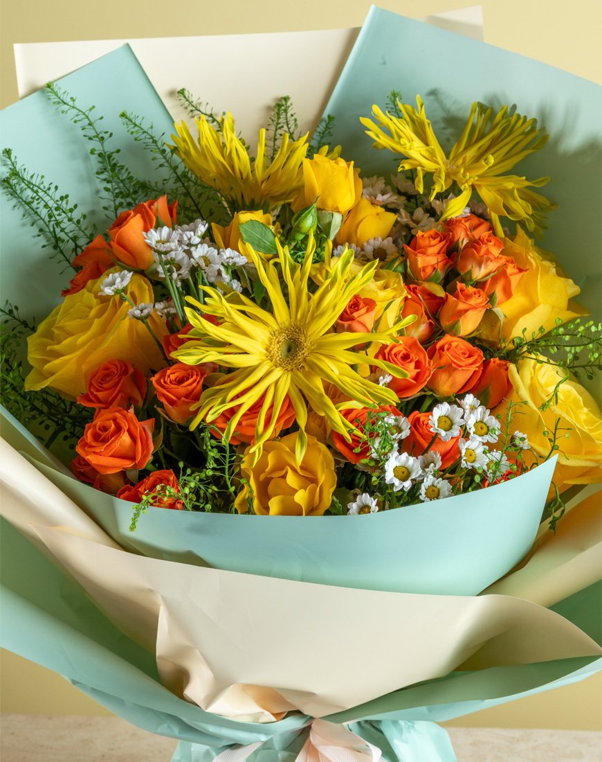 Yellow Rose & Gerbera Bouquet - Image 2