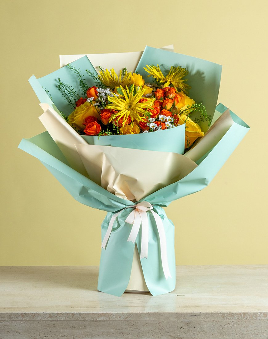 Yellow Rose & Gerbera Bouquet - Image 4