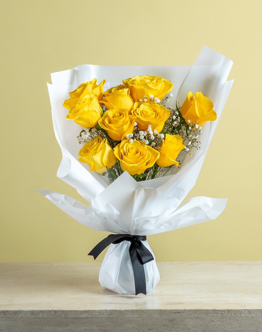 Yellow Rose & Gypso Bouquet